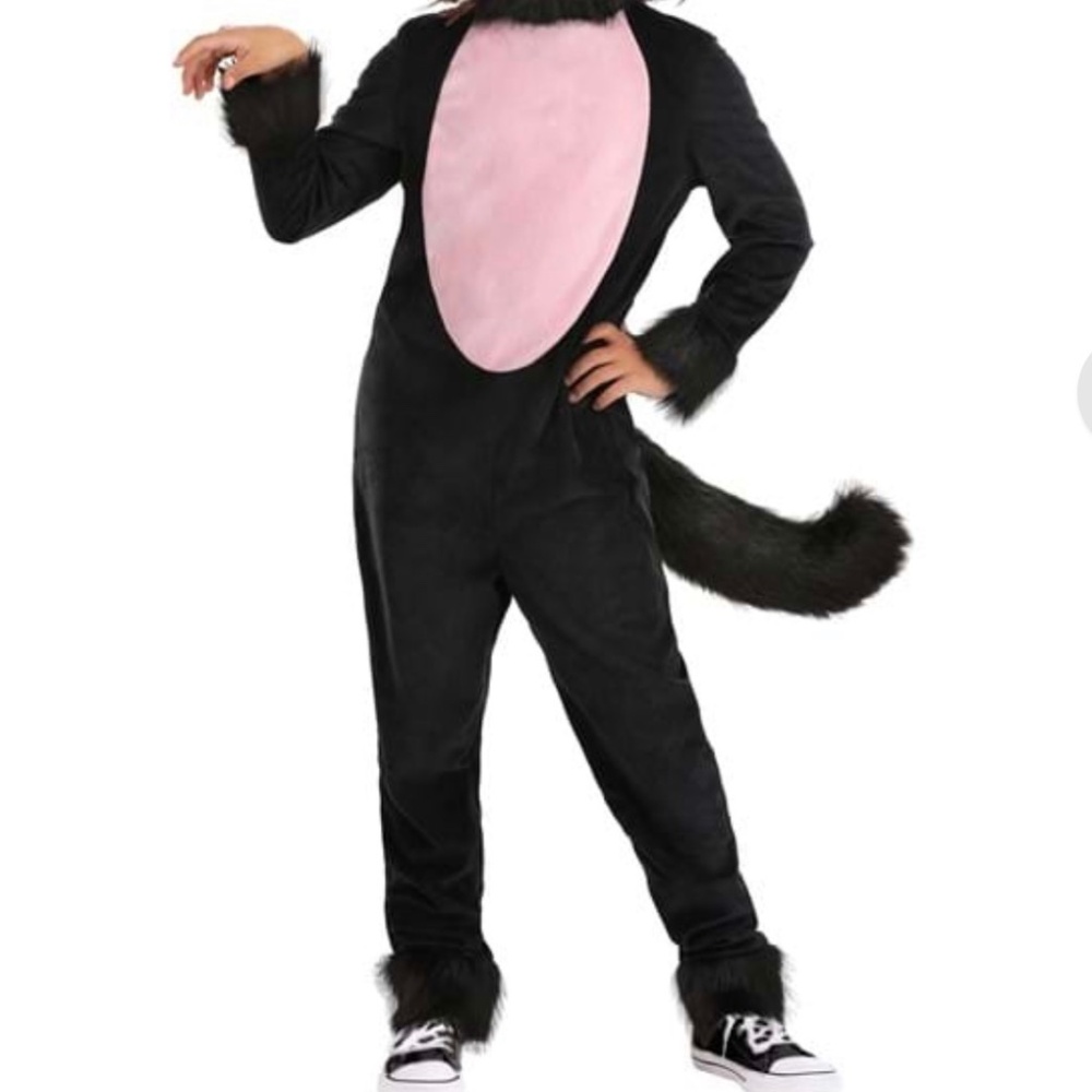 Kid's Big Tailed Black Cat Costume